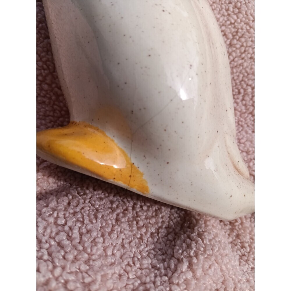Vintage Ceramic Goose Figurine White Glossy Sitting Duck Farmhouse Cottage Decor - Picture 3 of 4
